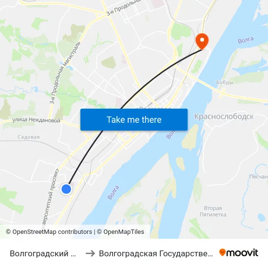 Волгоградский Институт Кооперации (А) to Волгоградская Государственная Академия Физической Культуры map