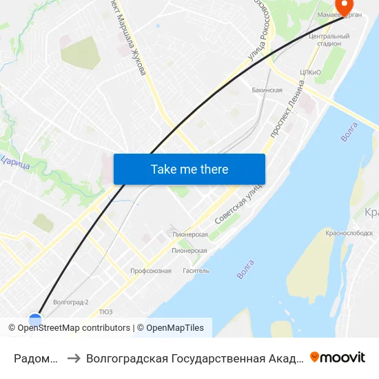 Радомская (А) to Волгоградская Государственная Академия Физической Культуры map