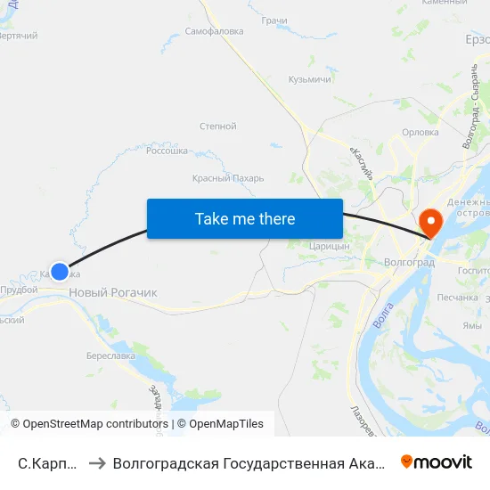 С.Карповка (Б) to Волгоградская Государственная Академия Физической Культуры map