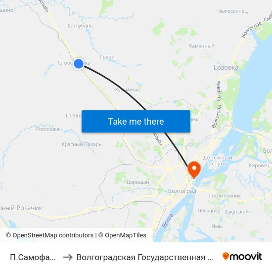 П.Самофаловка Тр. (А) to Волгоградская Государственная Академия Физической Культуры map