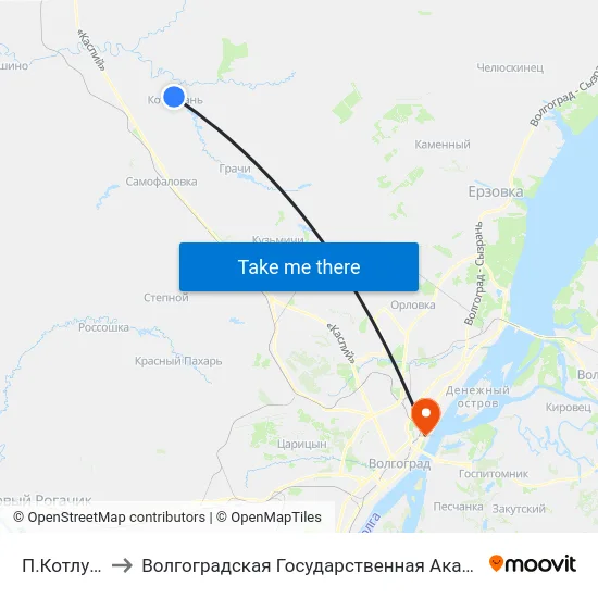 П.Котлубань (А) to Волгоградская Государственная Академия Физической Культуры map