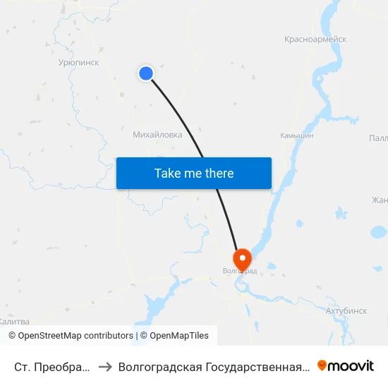 Ст. Преображенская Ас (А) to Волгоградская Государственная Академия Физической Культуры map