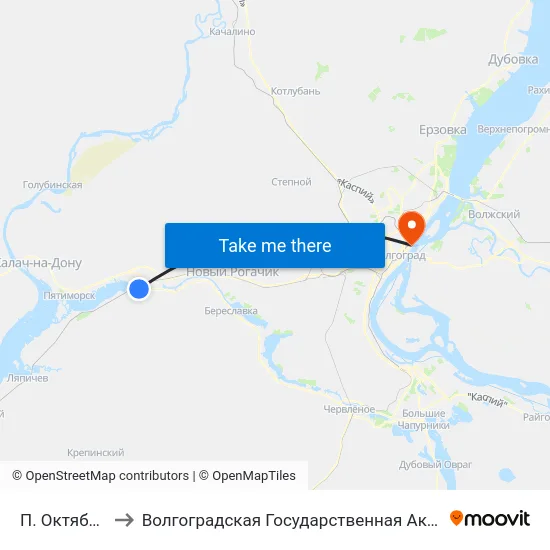 П. Октябрьский (А) to Волгоградская Государственная Академия Физической Культуры map