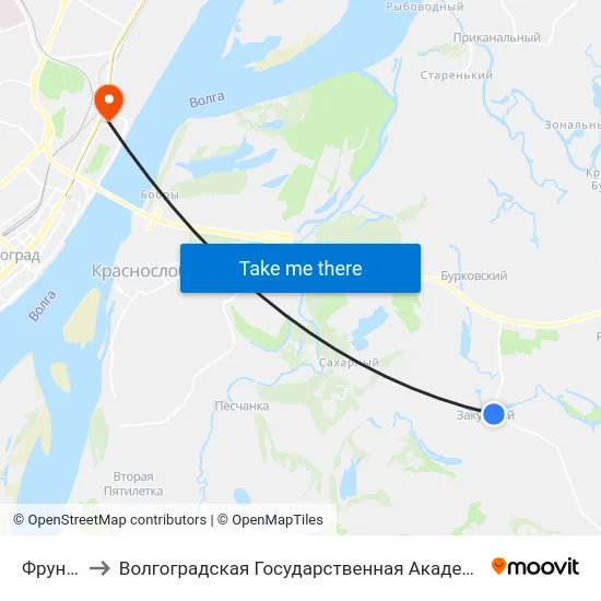 Фрунзе (А) to Волгоградская Государственная Академия Физической Культуры map