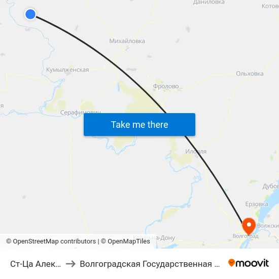 Ст-Ца Алексеевская (А) to Волгоградская Государственная Академия Физической Культуры map