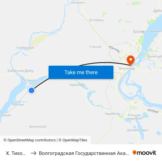 Х. Тихоновка (А) to Волгоградская Государственная Академия Физической Культуры map
