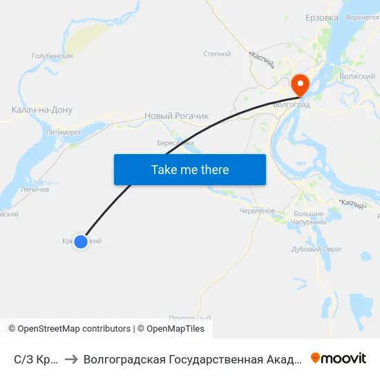 С/З Крепь (А) to Волгоградская Государственная Академия Физической Культуры map