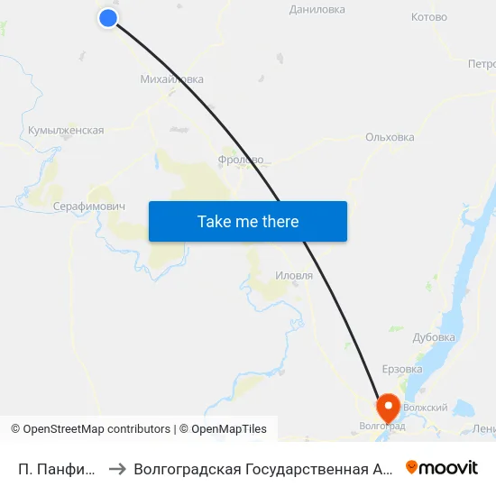 П. Панфилово Тр. (А) to Волгоградская Государственная Академия Физической Культуры map