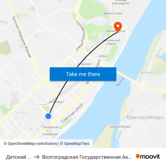 Детский Центр (А) to Волгоградская Государственная Академия Физической Культуры map