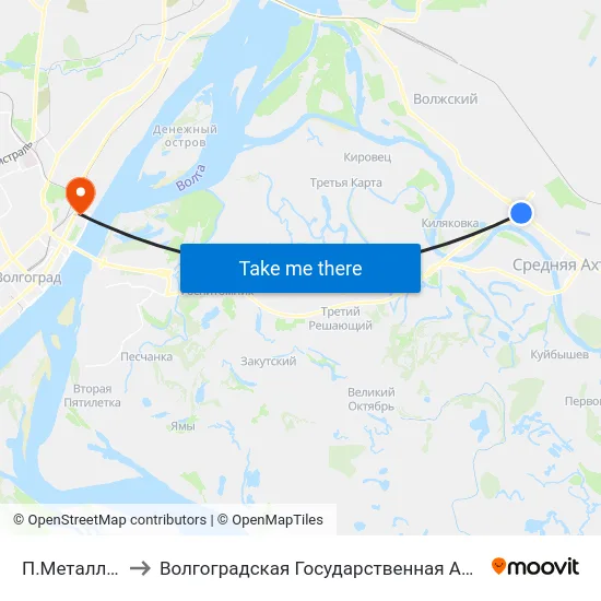 П.Металлургов 1 (Б) to Волгоградская Государственная Академия Физической Культуры map