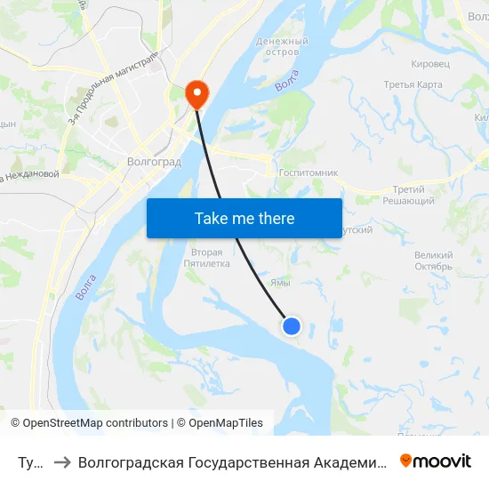 Тумак to Волгоградская Государственная Академия Физической Культуры map