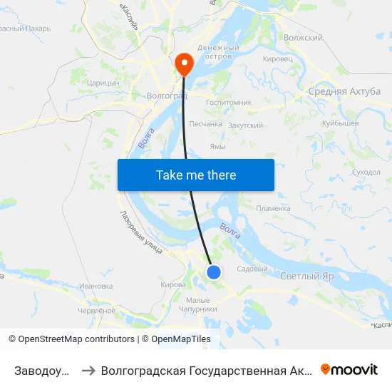 Заводоуправление to Волгоградская Государственная Академия Физической Культуры map