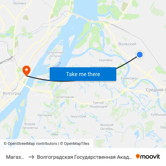 Магазин Заря to Волгоградская Государственная Академия Физической Культуры map