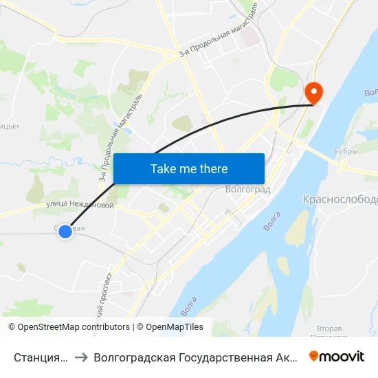 Станция Садовая to Волгоградская Государственная Академия Физической Культуры map