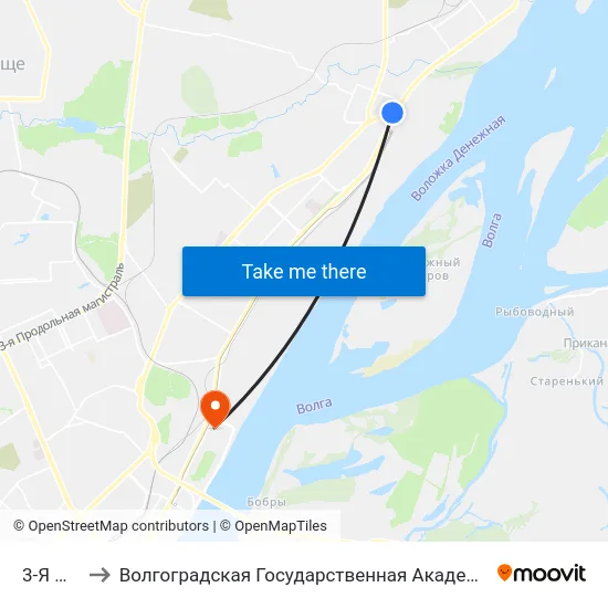 3-Я Школа to Волгоградская Государственная Академия Физической Культуры map