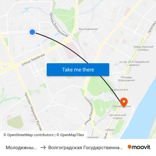 Молодежный Центр Россия to Волгоградская Государственная Академия Физической Культуры map