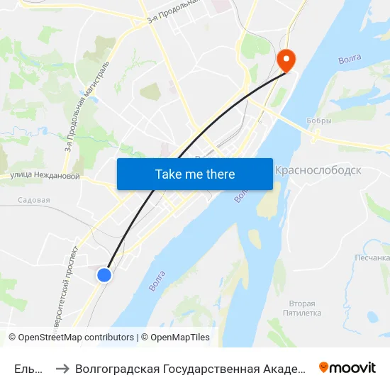 Ельшанка to Волгоградская Государственная Академия Физической Культуры map