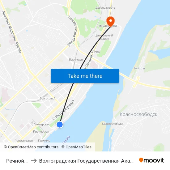 Речной Вокзал to Волгоградская Государственная Академия Физической Культуры map