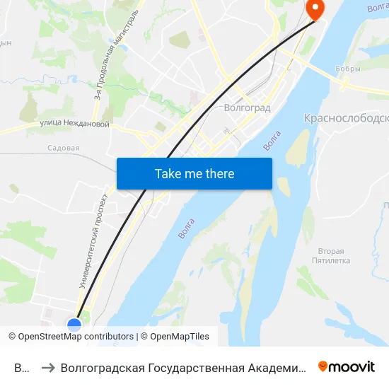 Волгу to Волгоградская Государственная Академия Физической Культуры map