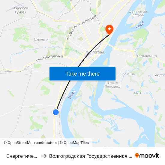 Энергетический Колледж to Волгоградская Государственная Академия Физической Культуры map