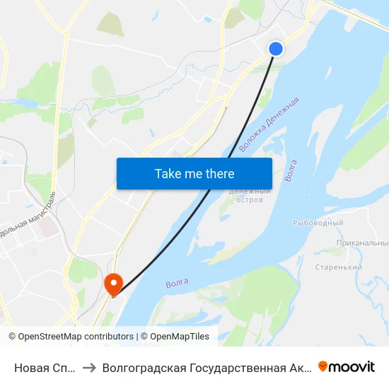 Новая Спартановка to Волгоградская Государственная Академия Физической Культуры map