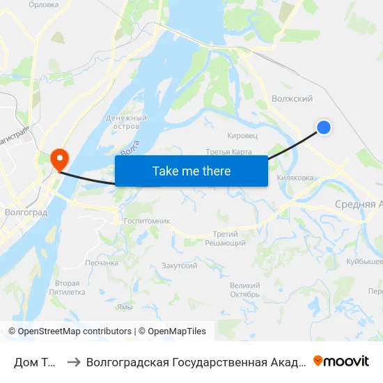 Дом Торговли to Волгоградская Государственная Академия Физической Культуры map