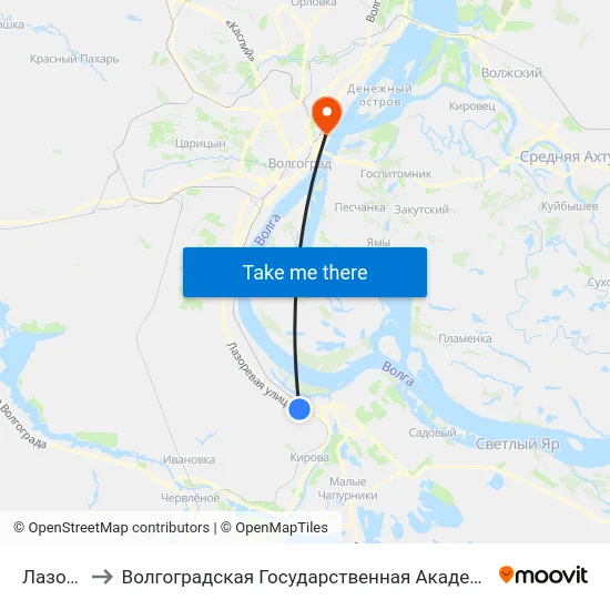 Лазоревая to Волгоградская Государственная Академия Физической Культуры map