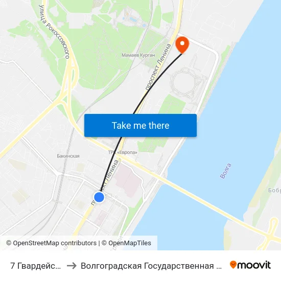 7 Гвардейской Дивизии to Волгоградская Государственная Академия Физической Культуры map