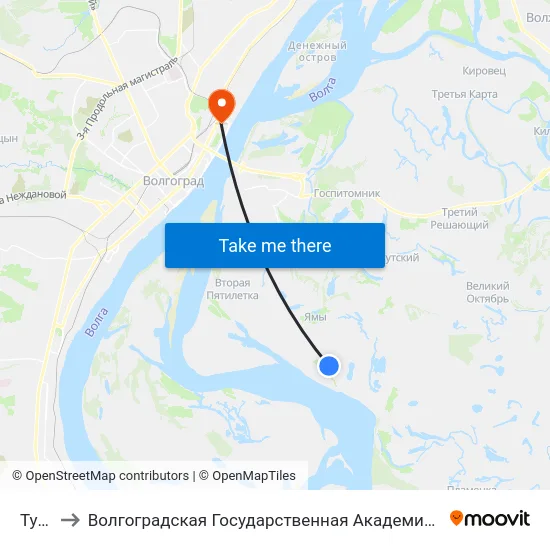 Тумак to Волгоградская Государственная Академия Физической Культуры map