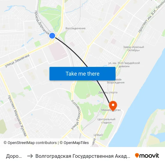 Дорожников to Волгоградская Государственная Академия Физической Культуры map