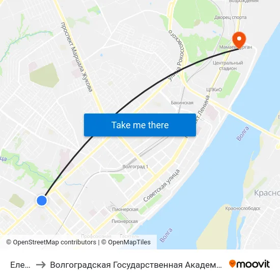 Елецкая to Волгоградская Государственная Академия Физической Культуры map