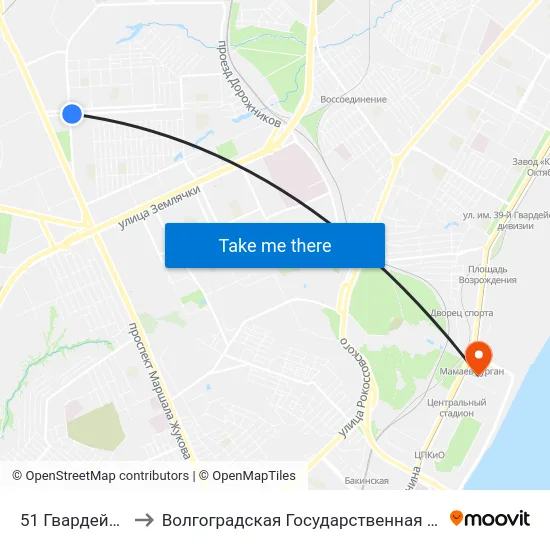 51 Гвардейской Дивизии to Волгоградская Государственная Академия Физической Культуры map