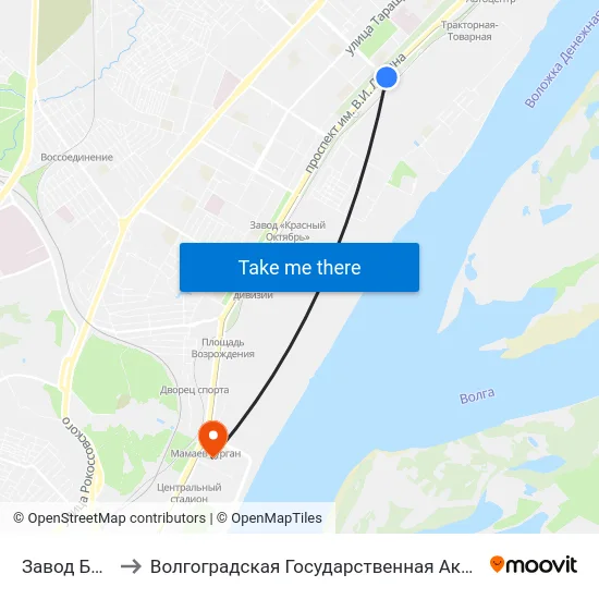 Завод Баррикады to Волгоградская Государственная Академия Физической Культуры map