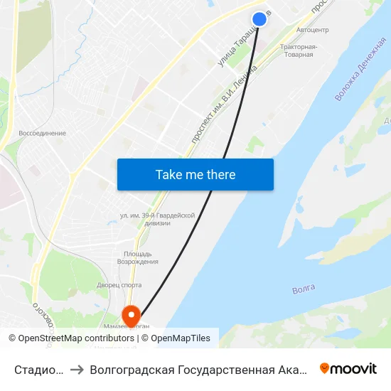 Стадион Зенит to Волгоградская Государственная Академия Физической Культуры map