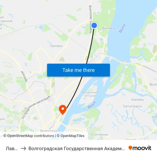 Лавочки to Волгоградская Государственная Академия Физической Культуры map