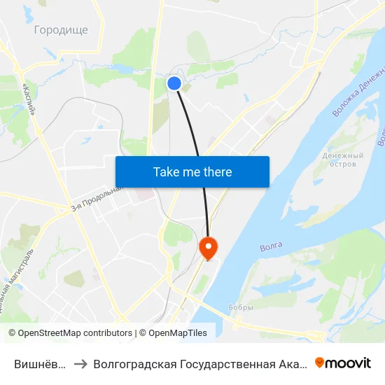 Вишнёвая Балка to Волгоградская Государственная Академия Физической Культуры map