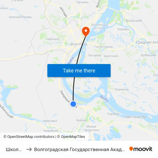 Школа №115 to Волгоградская Государственная Академия Физической Культуры map