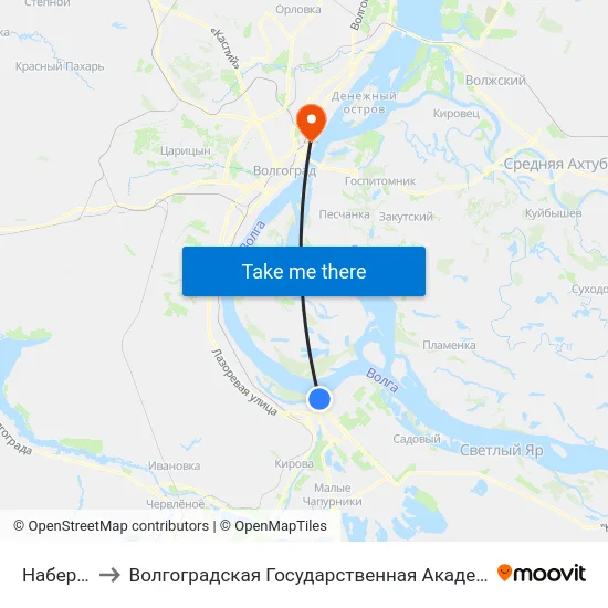 Набережная to Волгоградская Государственная Академия Физической Культуры map
