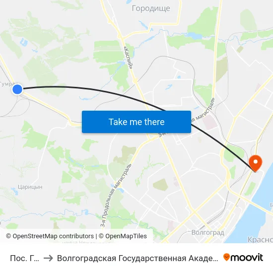 Пос. Гумрак to Волгоградская Государственная Академия Физической Культуры map