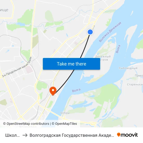 Школа №12 to Волгоградская Государственная Академия Физической Культуры map
