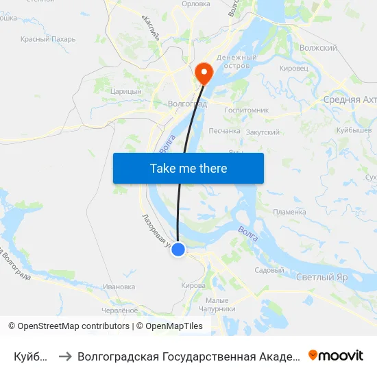 Куйбышева to Волгоградская Государственная Академия Физической Культуры map