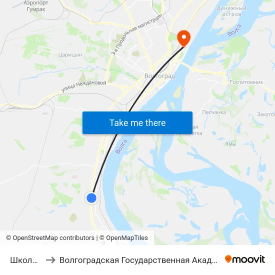Школа №107 to Волгоградская Государственная Академия Физической Культуры map