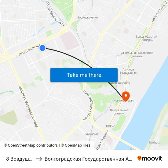 8 Воздушной Армии to Волгоградская Государственная Академия Физической Культуры map