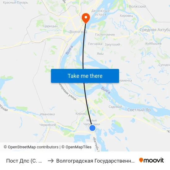 Пост Дпс (С. Малые Чапурники) to Волгоградская Государственная Академия Физической Культуры map