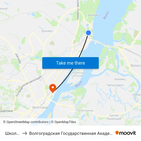 Школа №87 to Волгоградская Государственная Академия Физической Культуры map
