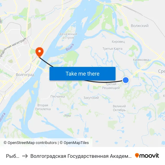 Рыбачий to Волгоградская Государственная Академия Физической Культуры map