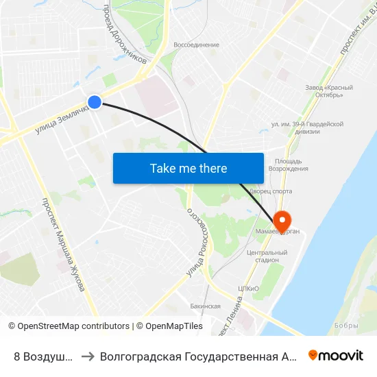 8 Воздушной Армии to Волгоградская Государственная Академия Физической Культуры map