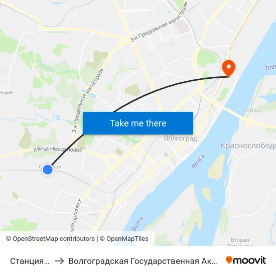 Станция Садовая to Волгоградская Государственная Академия Физической Культуры map