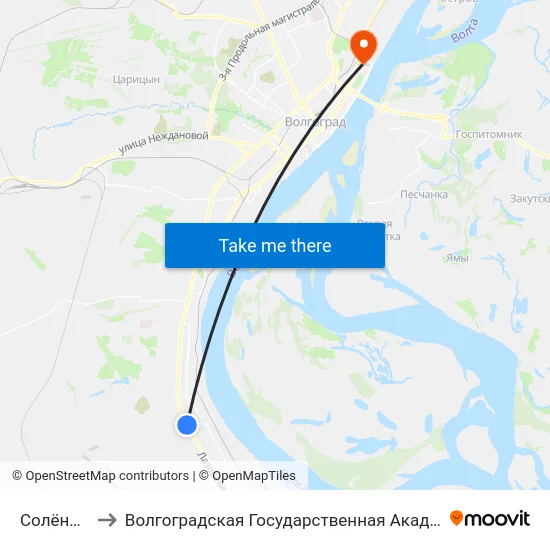 Солёный Пруд to Волгоградская Государственная Академия Физической Культуры map