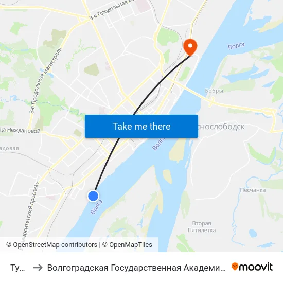 Тулака to Волгоградская Государственная Академия Физической Культуры map